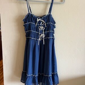 Blue Ruffled Mini Dress